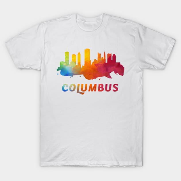 Columbus Skyline Watercolor Style T-Shirt by ThirdEyeAerial